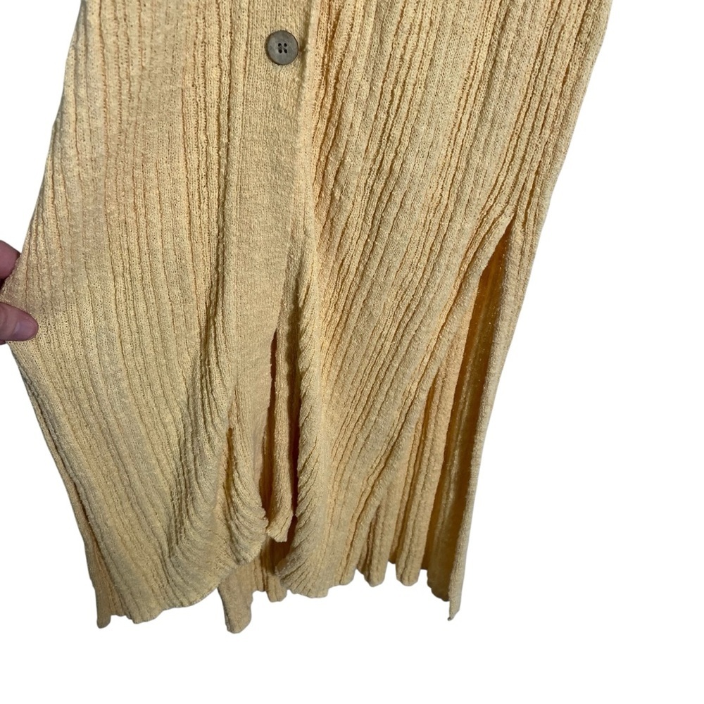 FP BEACH x FREE PEOPLE Riding Waves Button Front Butter Yellow Knit Midi Dress - Picture 6 of 9